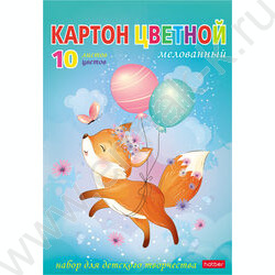 Картон цв. мелов. А5 10л/10цв Жила-была лисичка | Фото 1
