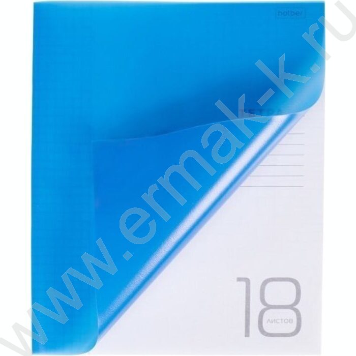Тетрадь  18л клетка с пластиковой обложкой "Синяя" | Фото 5