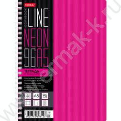 Тетрадь  96л клетка/спираль/пластик.обл. "LINE NEON Розовая" 4цв.разделителя с линейкой | Фото 1