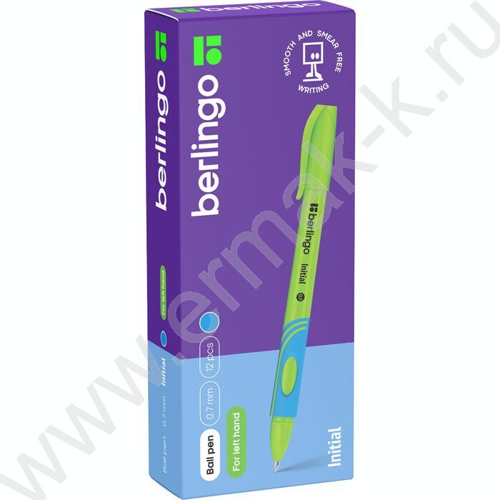 Ручка шар "Initial" 0,7мм светло-синяя /трехгран. корпус /резин. грип /д. левшей | Фото 3