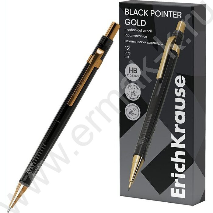 Карандаш механический 0,5мм НВ Black Pointer Gold | Фото 1