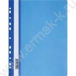 Папка-скоросшиватель, пластик. перф., А4, 160мкм /синий с прозр. верхом | Фото 1