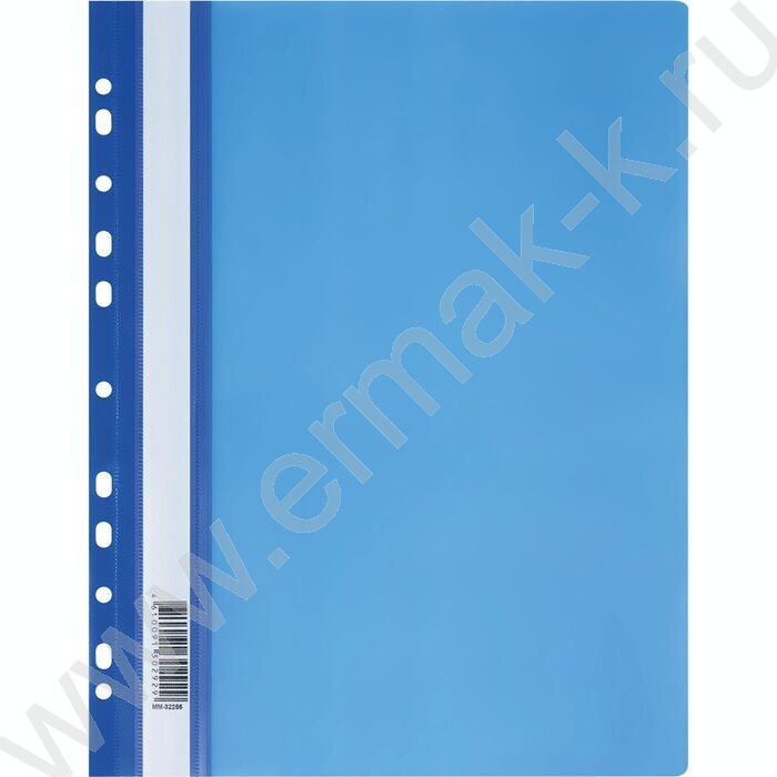 Папка-скоросшиватель, пластик. перф., А4, 160мкм /синий с прозр. верхом | Фото 1