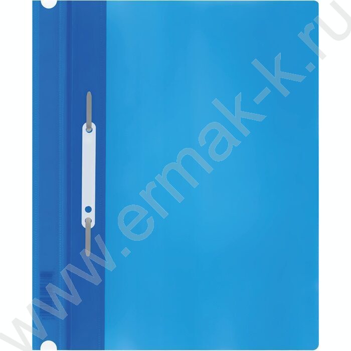 Папка-скоросшиватель, пластик. перф., А4, 160мкм /синий с прозр. верхом | Фото 2