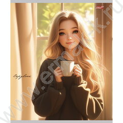 Тетрадь  96л клетка "Девушки с кофе" ассорти | Фото 4