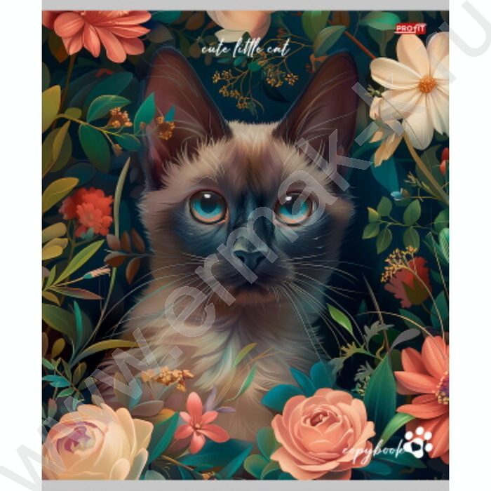 Тетрадь  96л клетка "Коты в цветах" ассорти | Фото 2