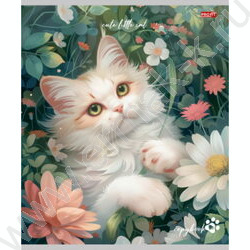 Тетрадь  96л клетка "Коты в цветах" ассорти | Фото 3