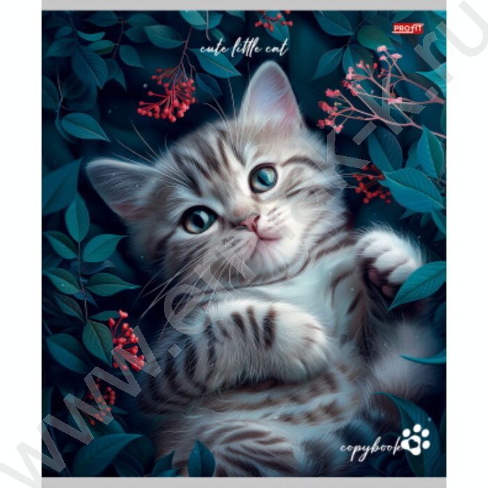 Тетрадь  96л клетка "Коты в цветах" ассорти | Фото 4