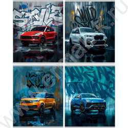 Тетрадь  96л клетка "Машины и граффити" ассорти | Фото 1