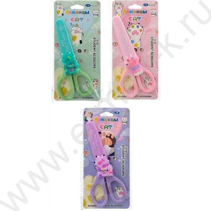 Ножницы 13,5см детские в чехле Кошкины лапки пл.ручки,лезвие 6,8 см | Фото 2