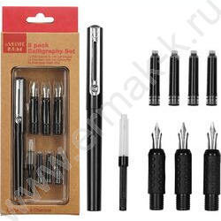 Набор д/каллиграфии "ART" 8 шт (корпус ручки, 3насадки с 3-мя разными перьями, конвертер для руч | Фото 1