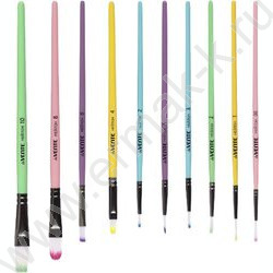 Кисть набор 10шт /синтетика круг. № 00, 1, 2, 3, 5, плоские № 2, 6, 10, плоские овальные № 4 и | Фото 1