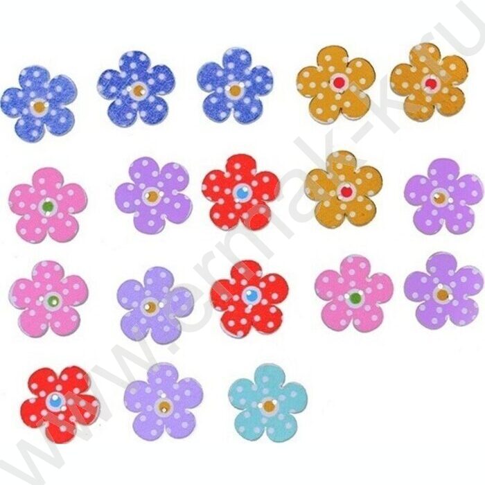 Пуговицы декоративные деревянные Flowers 18шт | Фото 1