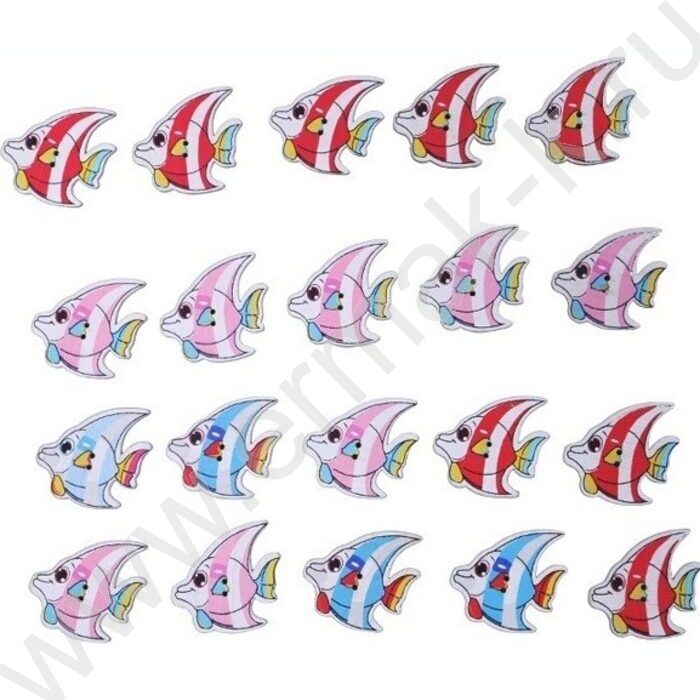 Пуговицы декоративные деревянные Fish 18шт | Фото 1