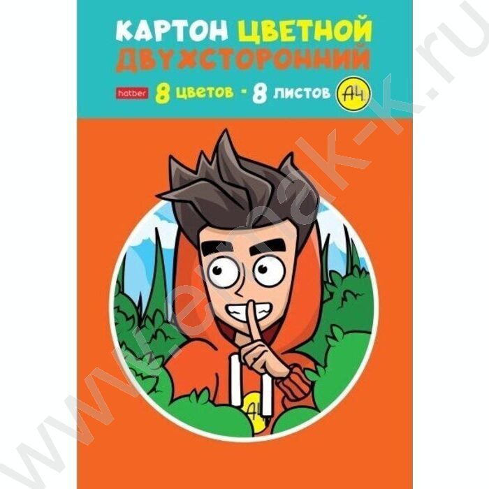Картон цв. Двухсторонний мелов. А4  8л/8цв Влад А4 | Фото 1