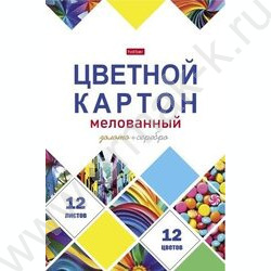 Картон цв. мелов. А4 12л/12цв Мозаика /с золотом и серебром | Фото 1