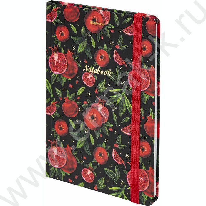 Бизнес-блокнот  96л А5 "Гранаты" /тв.обл. клетка, резинка, обложка с фольгой | Фото 1