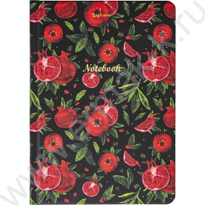 Бизнес-блокнот  96л А5 "Гранаты" /тв.обл. клетка, резинка, обложка с фольгой | Фото 2