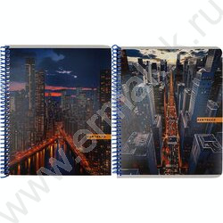 Тетрадь  96л клетка/спираль "Вид на город-2" /твин лак, хол. фольга/ ассорти | Фото 1