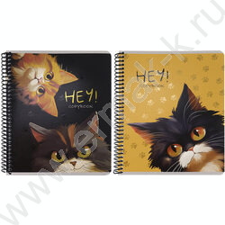 Тетрадь  96л клетка/спираль "Котики-1" /твин лак, хол. фольга/ ассорти | Фото 1
