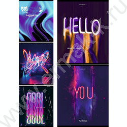 Тетрадь  96л клетка "Надписи в неоне" /твин-лак, холодное тис./ ассорти | Фото 1