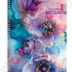 Тетрадь 120л клетка/спираль /4 цв. разделителя, перфорация на отрыв/тв.обл./ "Цветочные сны" / | Фото 1