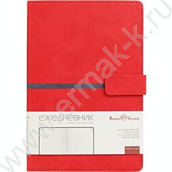 Ежедневник н/дат А5 136л Lyon красный /ляссе/блок линейка | Фото 5