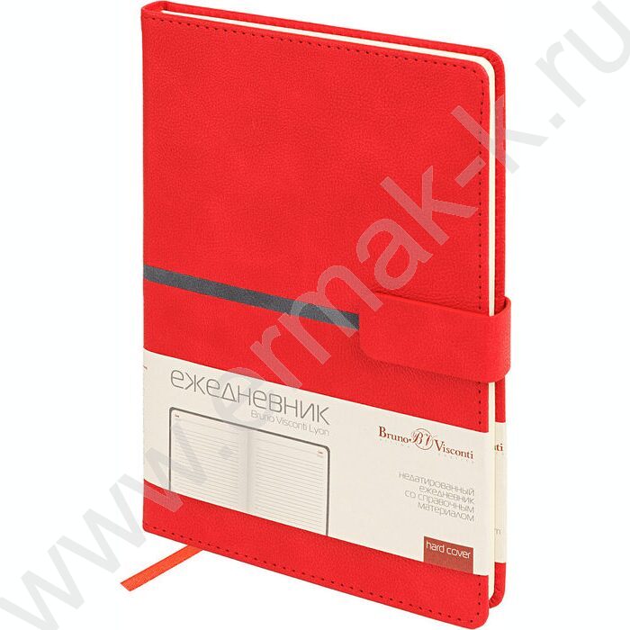 Ежедневник н/дат А5 136л Lyon красный /ляссе/блок линейка | Фото 6