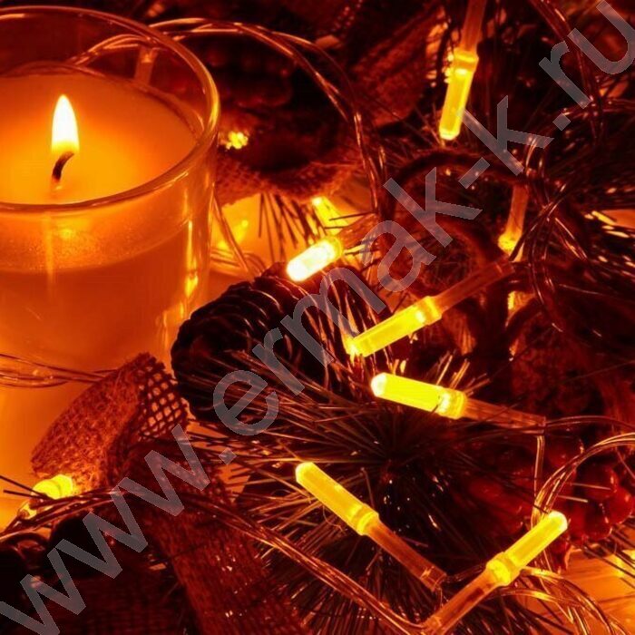 Эл./гирлянда LED 100 ламп Вьюн, 10м,желтый,пост свечн,ПВХ,проз 220 | Фото 2