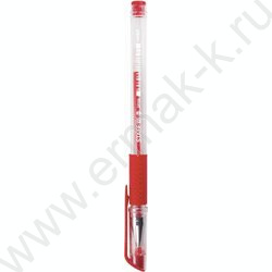 Ручка гелевая красная 0,5мм /прозр.корпус, металл.наконечник, резин.держатель | Фото 2