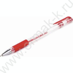 Ручка гелевая красная 0,5мм /прозр.корпус, металл.наконечник, резин.держатель | Фото 5