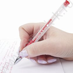 Ручка гелевая красная 0,5мм /прозр.корпус, металл.наконечник, резин.держатель | Фото 7