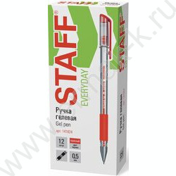 Ручка гелевая красная 0,5мм /прозр.корпус, металл.наконечник, резин.держатель | Фото 8