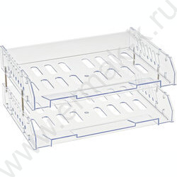 Лоток горизонтальный сетчатый "Сити" прозрачный /широкая загрузка /уп.2шт на мет.стержнях | Фото 1