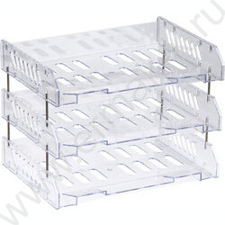 Лоток горизонтальный сетчатый "Сити" прозрачный /широкая загрузка /уп.3шт на мет.стержнях | Фото 1