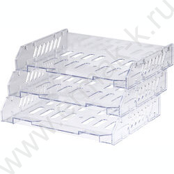 Лоток горизонтальный сетчатый "Сити" прозрачный /широкая загрузка /уп.3шт на мет.стержнях | Фото 2