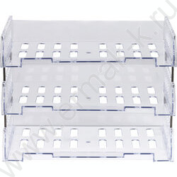 Лоток горизонтальный сетчатый "Сити" прозрачный /широкая загрузка /уп.3шт на мет.стержнях | Фото 3