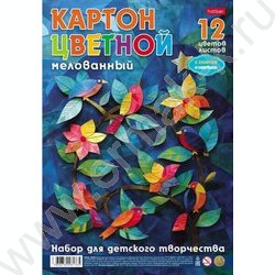 Картон цв. мелов. А4 12л/12цв Ночной полет /с золотом и серебром | Фото 1