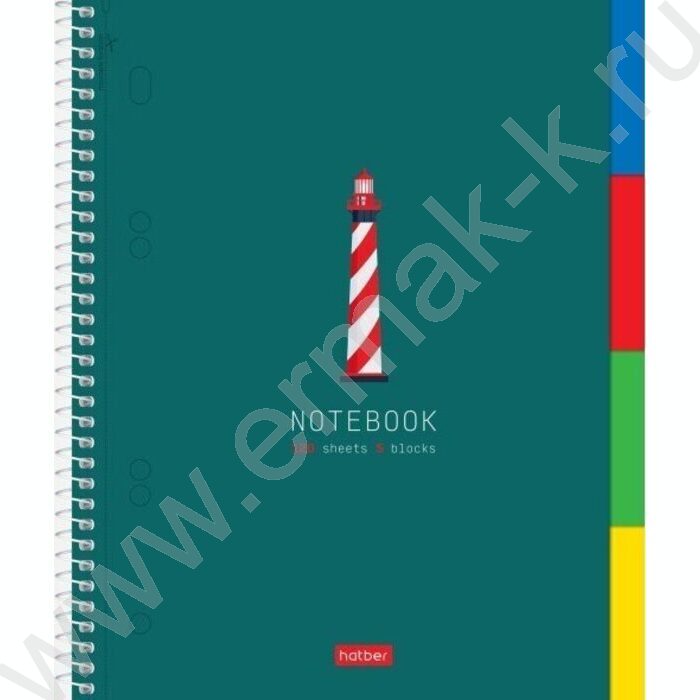 Тетрадь 120л клетка/спираль /4 цв. разделителя, перфорация на отрыв/тв.обл.Soft-touch "Маяк" | Фото 1