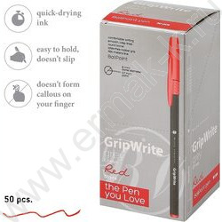 Ручка шар одноразовая 0,7мм GripWrite Grey красная | Фото 4