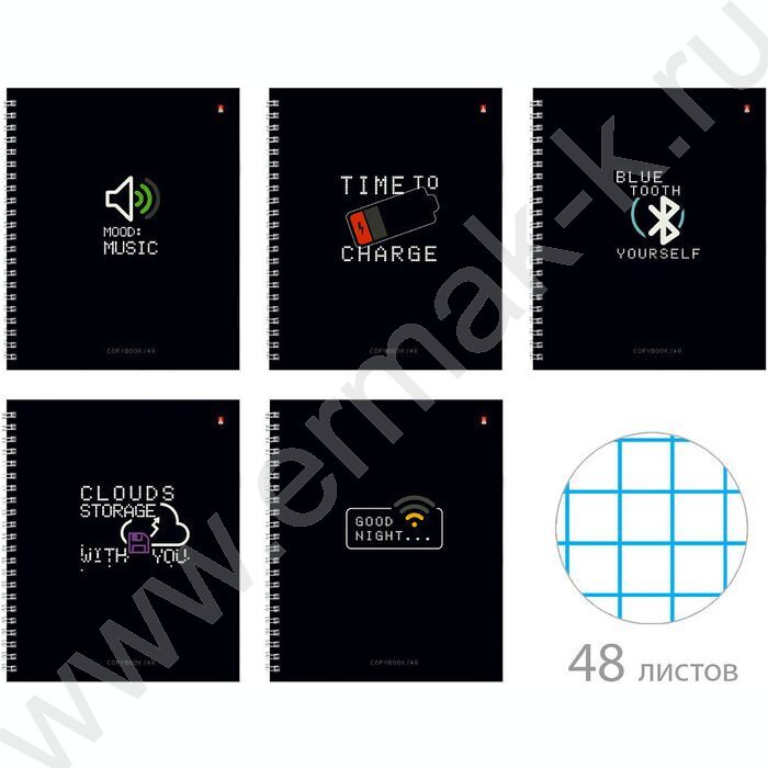 Тетрадь  48л клетка/спираль "Life interface" ассорти | Фото 1