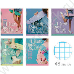 Тетрадь  48л клетка/спираль "Renny board" ассорти | Фото 1