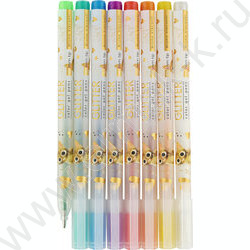 Ручка гелевая /набор  8цв/ 1.0мм Glitter Котики делают нас счастливыми | Фото 3