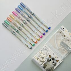 Ручка гелевая /набор  8цв/ 1.0мм Glitter Котики делают нас счастливыми | Фото 9