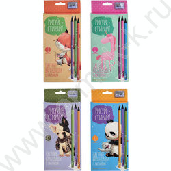 Карандаши пластиковые 12цв Рисуй и стирай с ластиком и точилкой 4вида | Фото 1