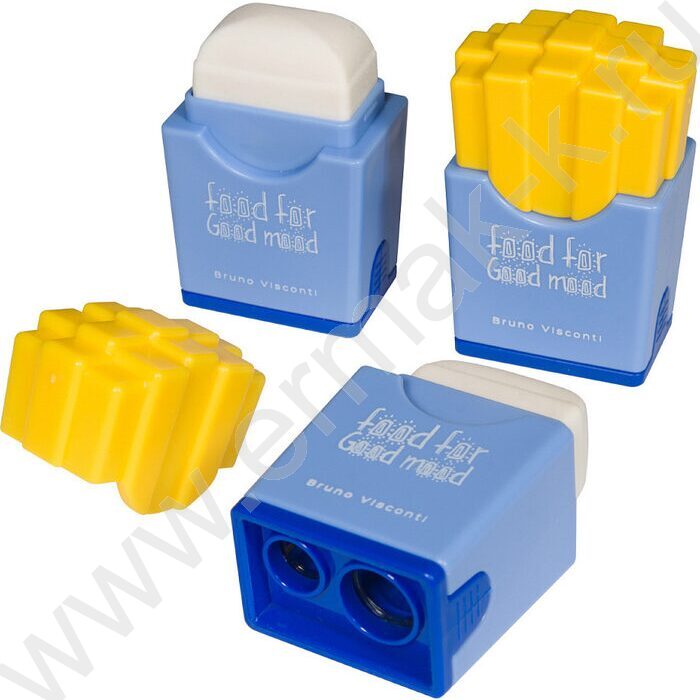 Точилка 2отв. пластик/с контейнером+ластик/ Good Mood.Картошка ассорти | Фото 2