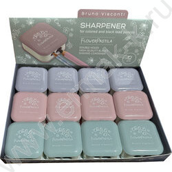 Точилка 2отв. пластик/с контейнером/ Flower pastila 3вида | Фото 2