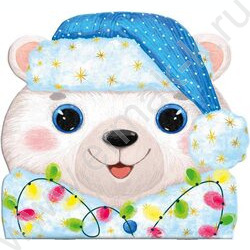 Блокнот  30л 120*117 "Новогодний мишка" /фигурная вырубка,мягкий переплёт (1 скоба) | Фото 1