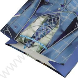 Пакет подарочный с матовой лам..серебристым.тис. 210гр 18*23*10см Голубой пиджак | Фото 4