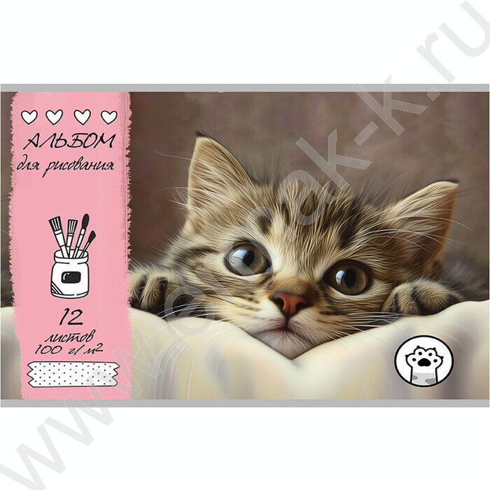 Альбом д/зарисовок 12л "Взгляд котёнка" | Фото 1